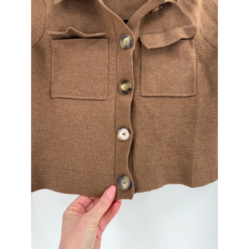 Sezane Chlo Cardigan Women S Brown Merino Wool Cropped Parisian Chic S231GIL003M - Picture 5 of 10